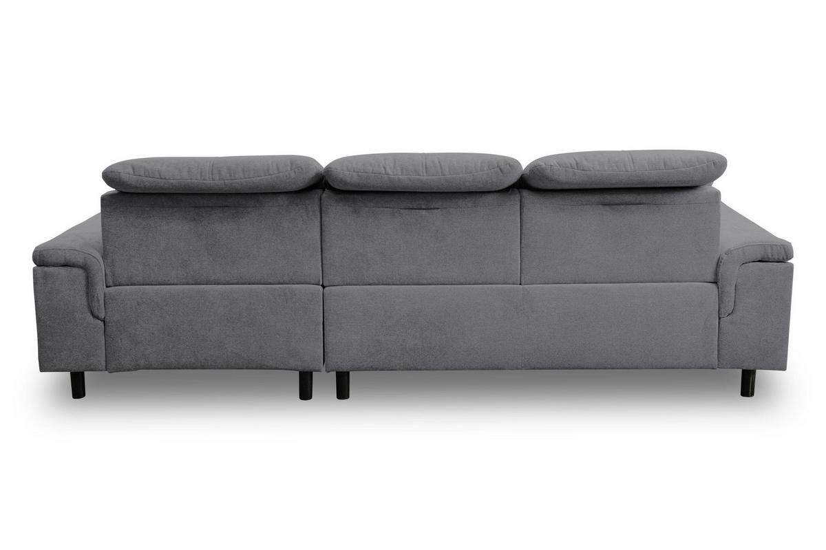 ECKSOFA PANAMA mit Schlaffunktion und Bettkasten, Farbe: Dunkelgrau, Velourstoff, Ottomane Rechts - Dunkelgrau, Textil (270/180cm) - VENASI MÖBEL