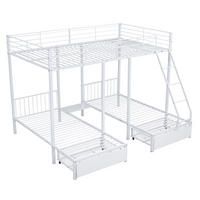 ETAGENBETT 140/200 cm weiß aus Metall mit 2 Schubladen teilbar - Weiß, Metall (140/200cm) - OKWISH