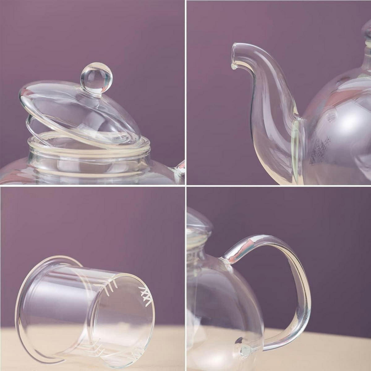 TEEKANNE mit 4 Tassen Glas 1000 ml mit Teesieb - Transparent, Glas (13/30cm)