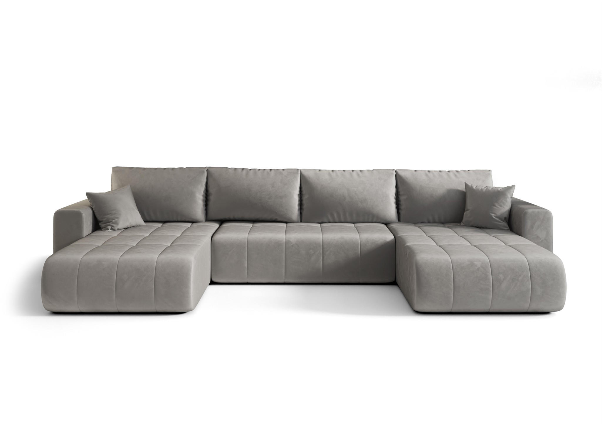 WOHNLANDSCHAFT Camila In Monolith - Hellgrau, Holzwerkstoff/Textil (384/85/175cm) - Fun Möbel