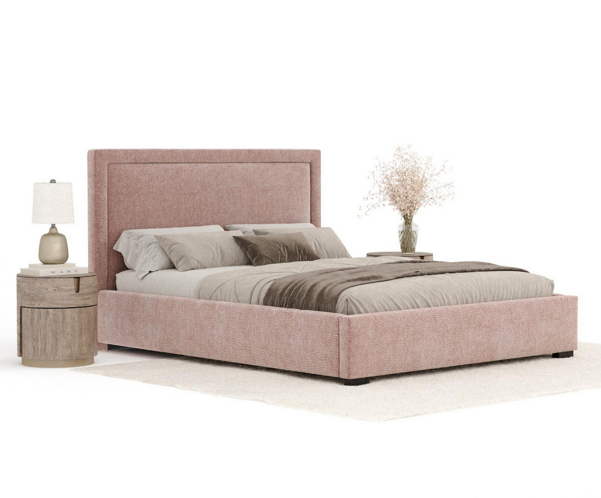 POLSTERBETT Ordina Rosa 120/200 cm im Chenille-Stoff - Pink/Schwarz, Holz/Holzwerkstoff (120/200cm) - Maison de Reve