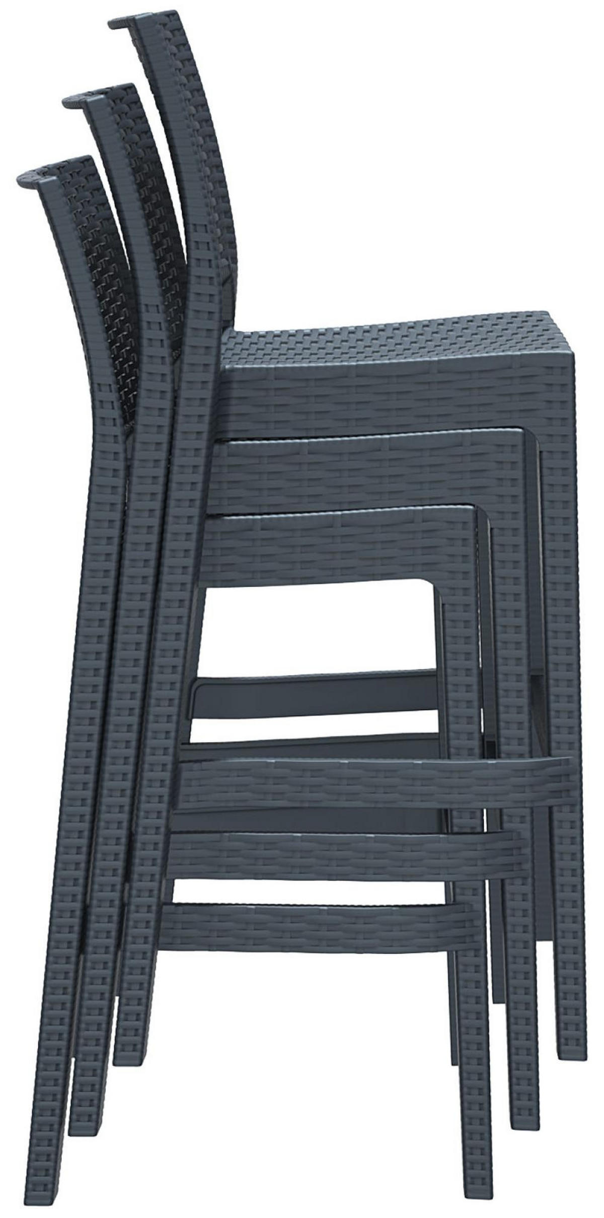 BARHOCKER 4er Set Kunststoff dunkelgrau - Dunkelgrau/Schwarz, Kunststoff (40/108/51cm) - CLP