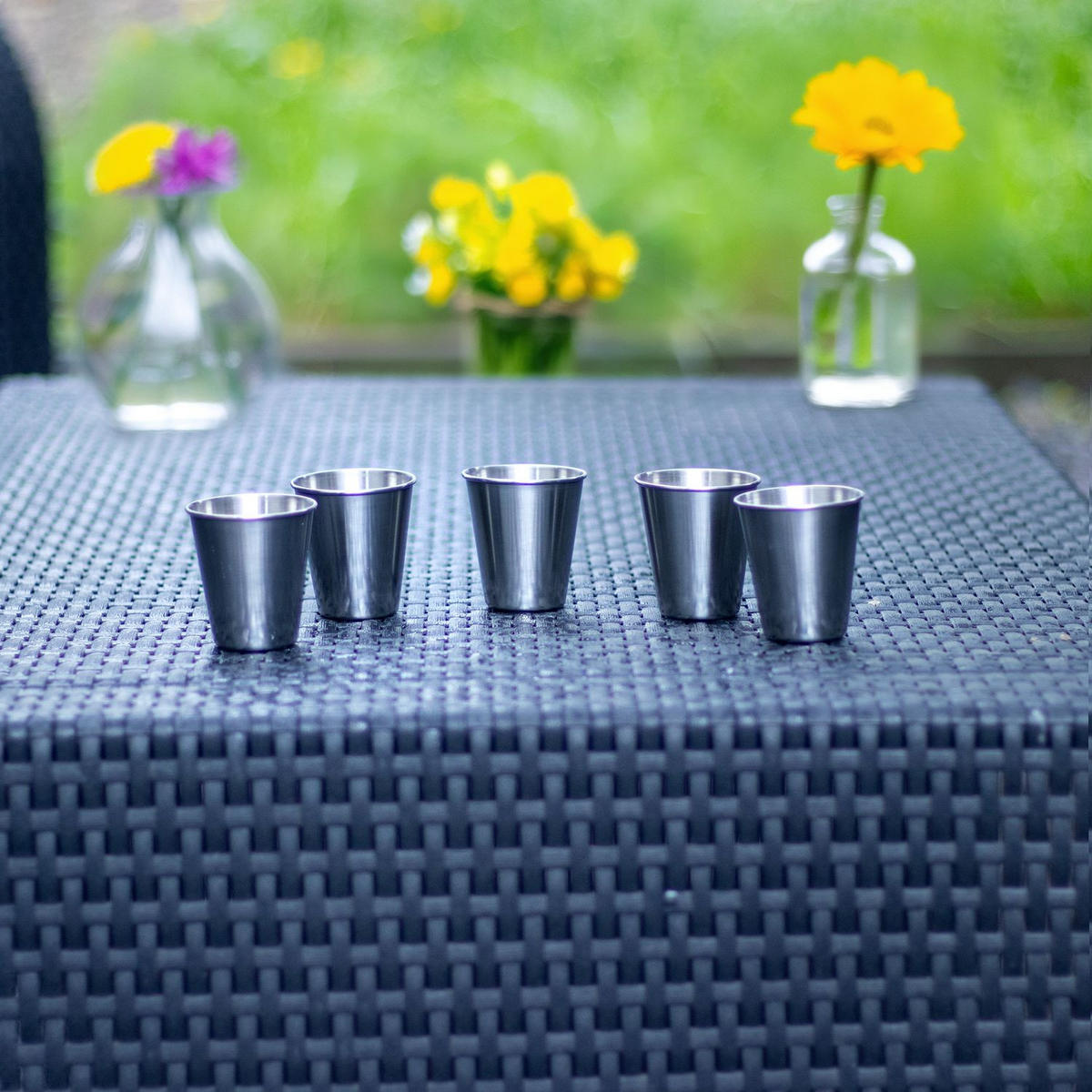 CAMPING BECHER SET Edelstahl - Silberfarben, Metall (0.085L) - Intirilife