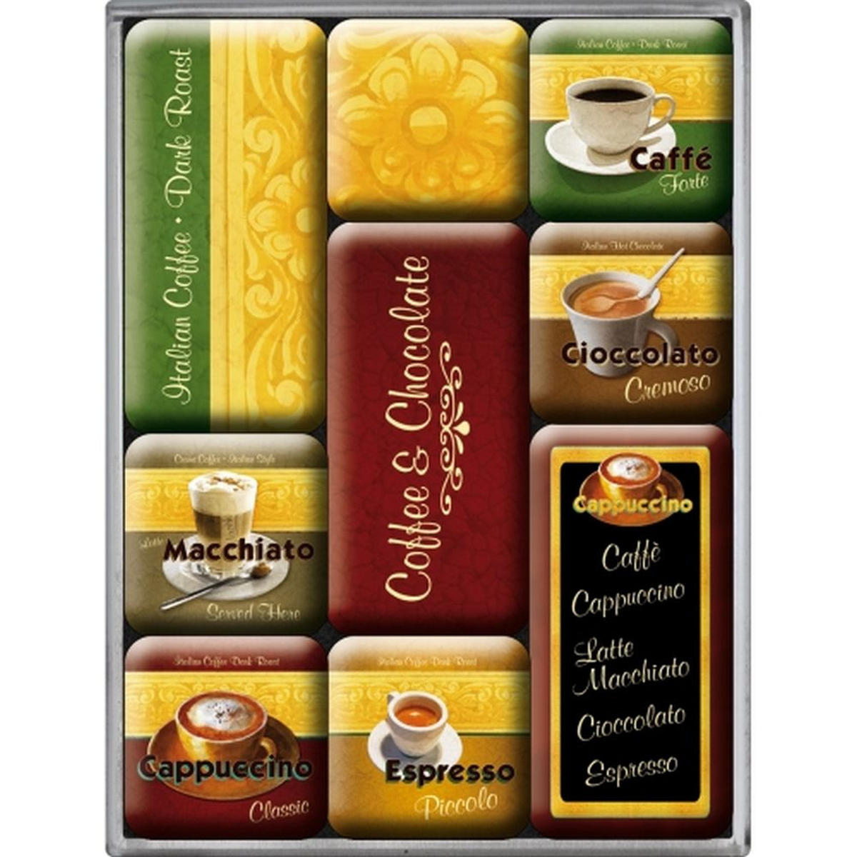 MAGNETSET 9-teilig Coffee & Chocolate - Multicolor, Metall (7/9/2cm) - Nostalgic-Art
