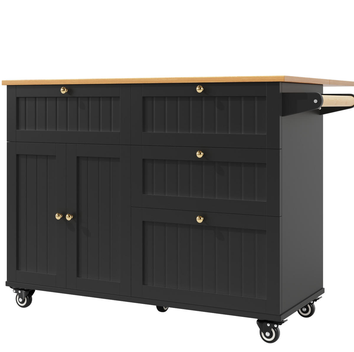 KÜCHENINSEL mit Stauraum 133 x 70 cm MDF Schwarz - Schwarz, Holz (70/88/133cm) - Beauniv