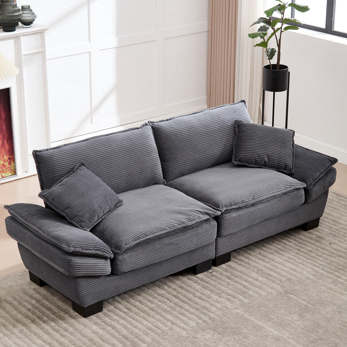 SOFA 2-Sitzer 224/81/81 cm Dunkelgrau - Dunkelgrau, Textil (81/81/224cm)
