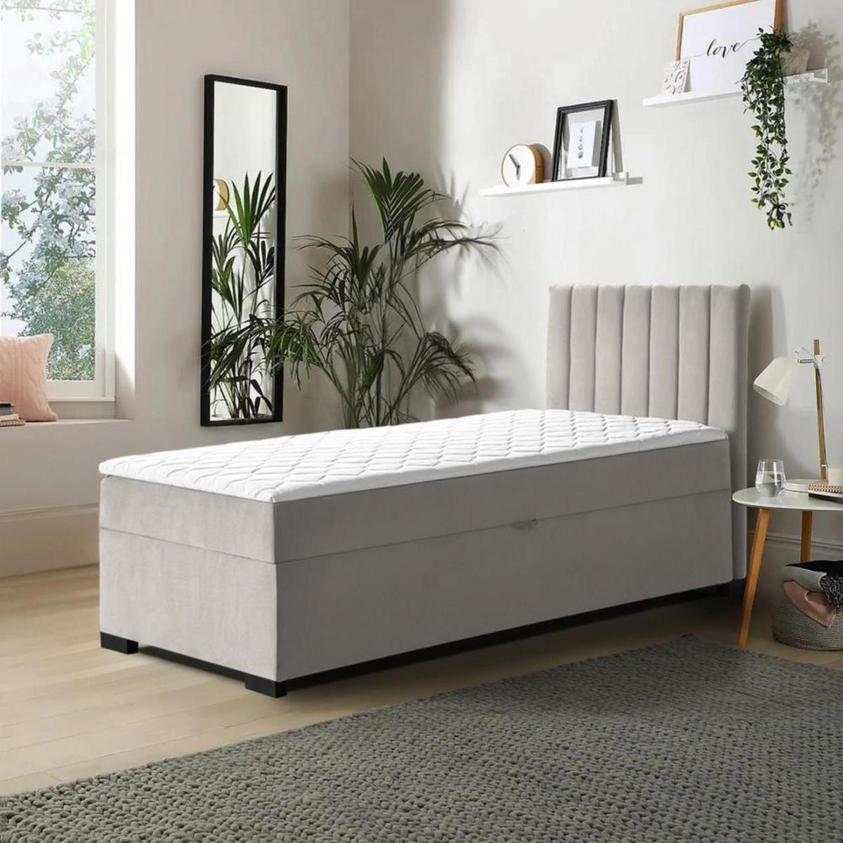 POLSTERBETT Eric 94/207/105 beige - Beige, Holzwerkstoff/Textil (90/200cm) - Beautysofa