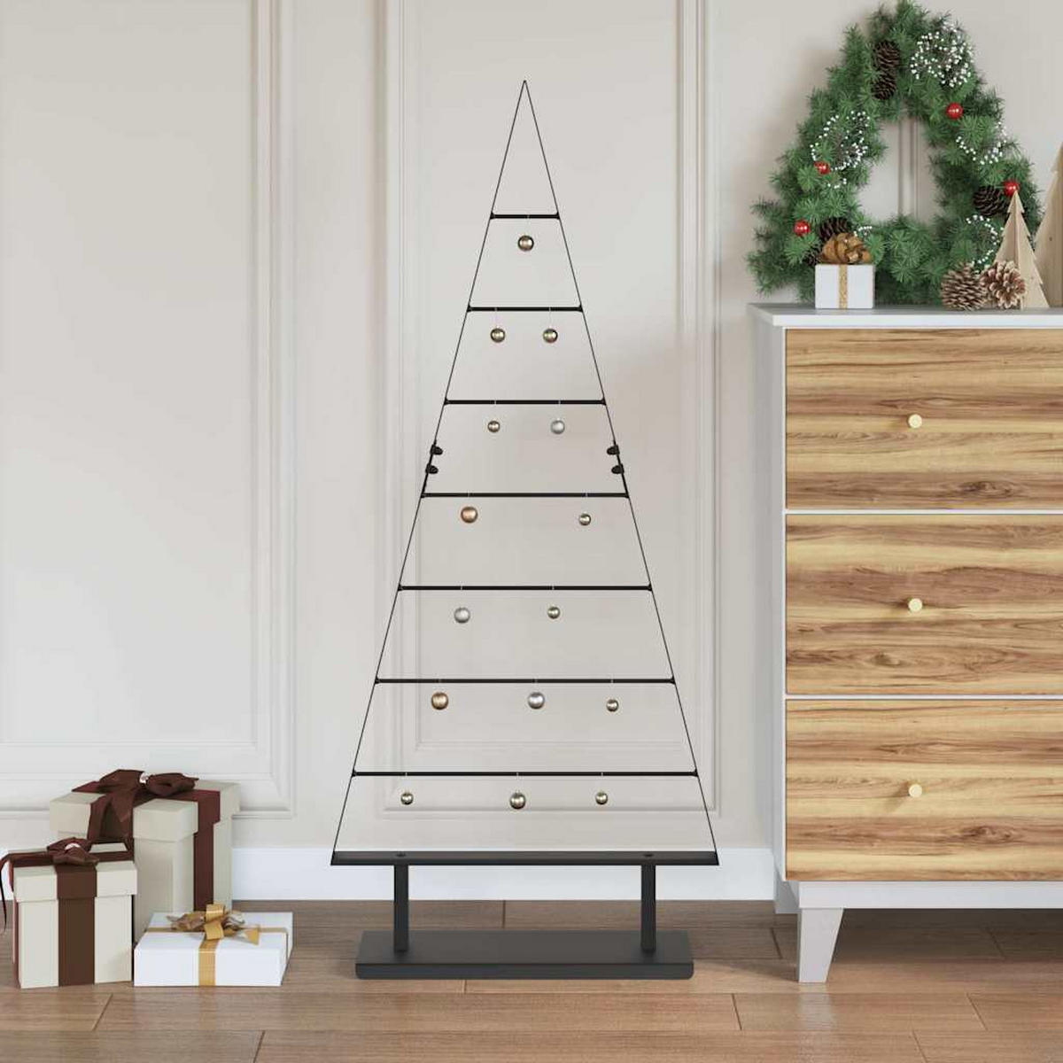 WEIHNACHTSBAUM Metall 54.5/20/125.5 Cm Schwarz Stahl - Schwarz, Metall (125.5cm) - vidaXL