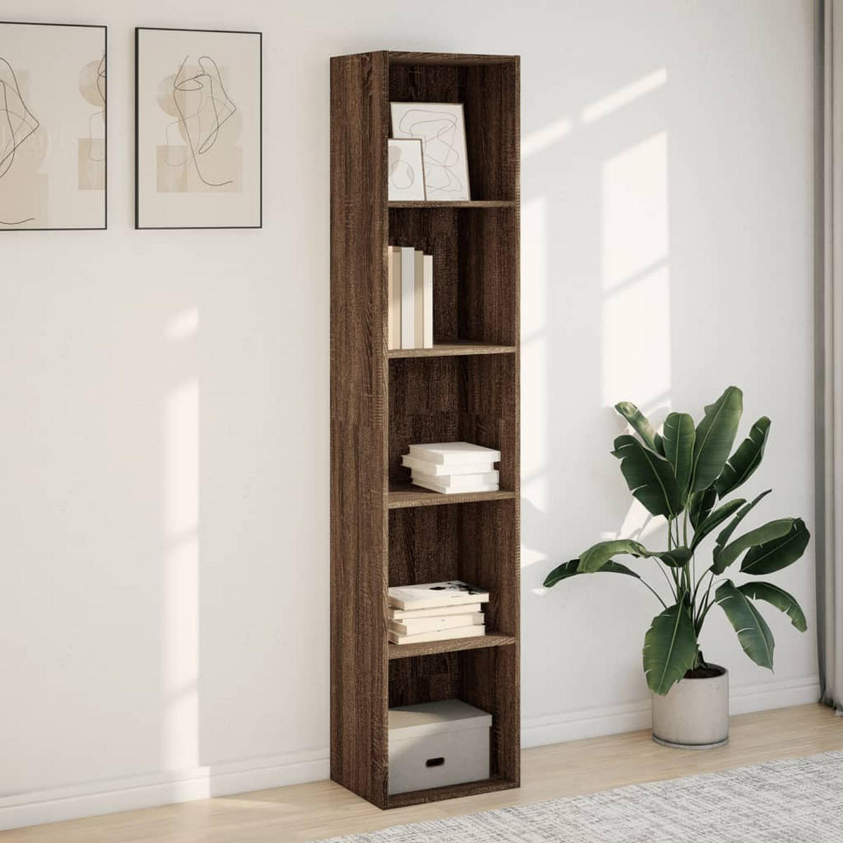 BÜCHERREGAL mit 5 Fächern 40/30/189 cm aus Holzwerkstoff Braun Eichen-Optik Dekor - Dunkelbraun, Holz (40/189/40cm) - vidaXL