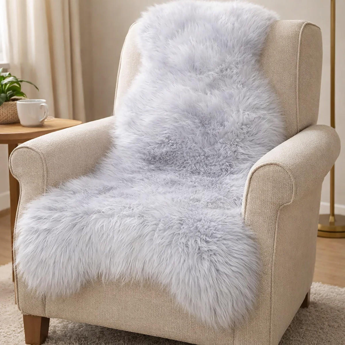 FELL Öko Lammfell Schaffell Blaugrau Töne wählbar ca. 105 cm - Blaugrau, Fell (55/105cm) - Provellus