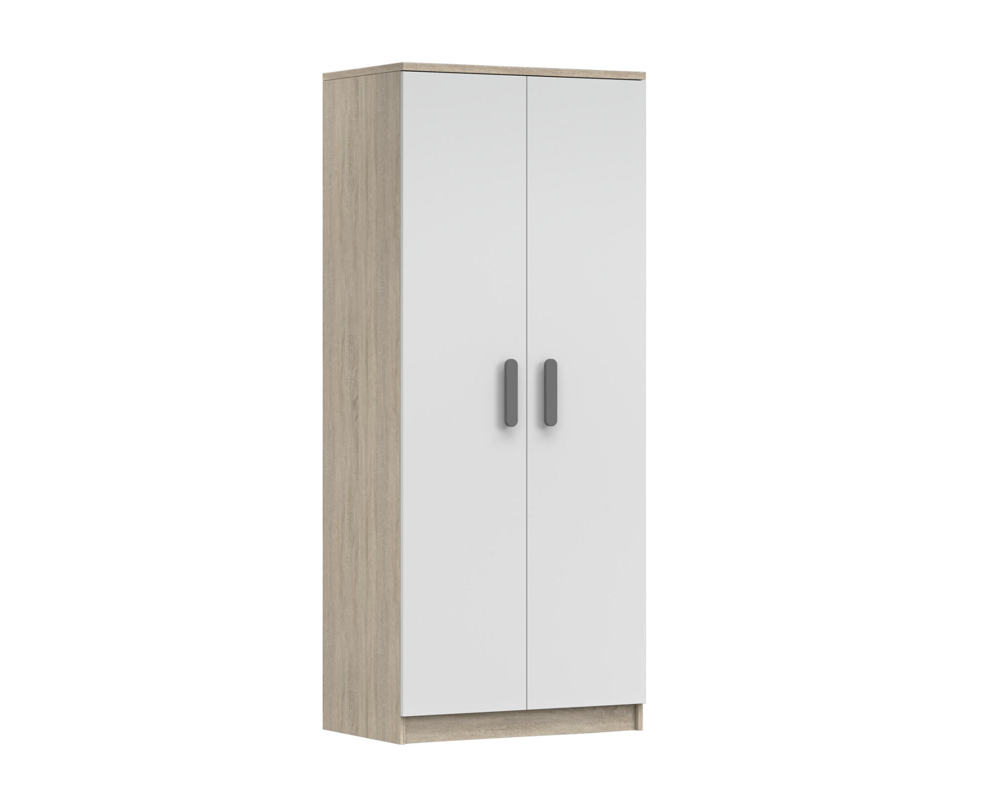 Deine Möbel 24 Kinderkleiderschrank Weiß, Sonoma Eiche, Grau 80x192x50 cm