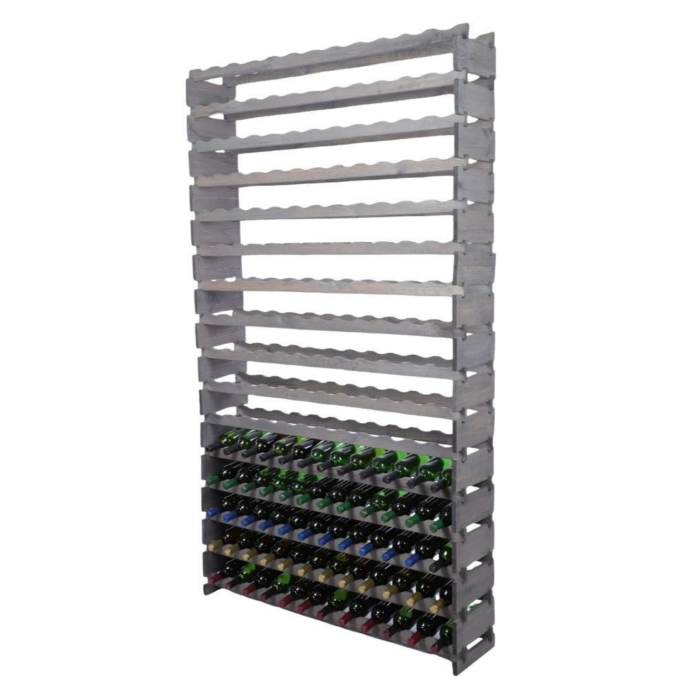 WEINREGAL VINOTECA FLEX PRO HxBxT 219x123x28cm 192 Flaschen auf 16 Ebenen Grau - Grau, Holz (123/219/28cm) - PROREGAL