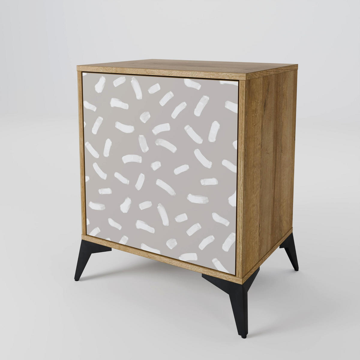 SIDEBOARD PASSING SECONDS, Eichefarben, 57,5x42x67,5 cm, Schwarze Metall-Rahmenfüße - Eichefarben/Multicolor, Holzwerkstoff/Metall (57.5/67.5/42cm) - SpaceRebels