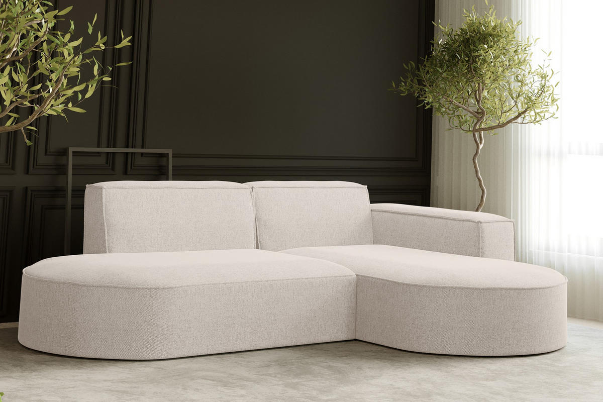 ECKSOFA MODENA L STUDIO Stoff Verita Ecru Rechts - Ecru, Holz (236/165cm) - Kaiser Möbel