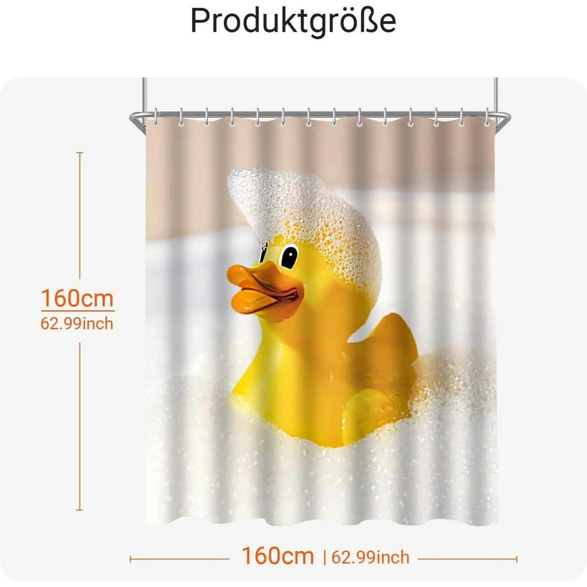 DUSCHVORHANG Gelbe Ente 160 x 160 cm - Gelb, Textil (160/160cm)