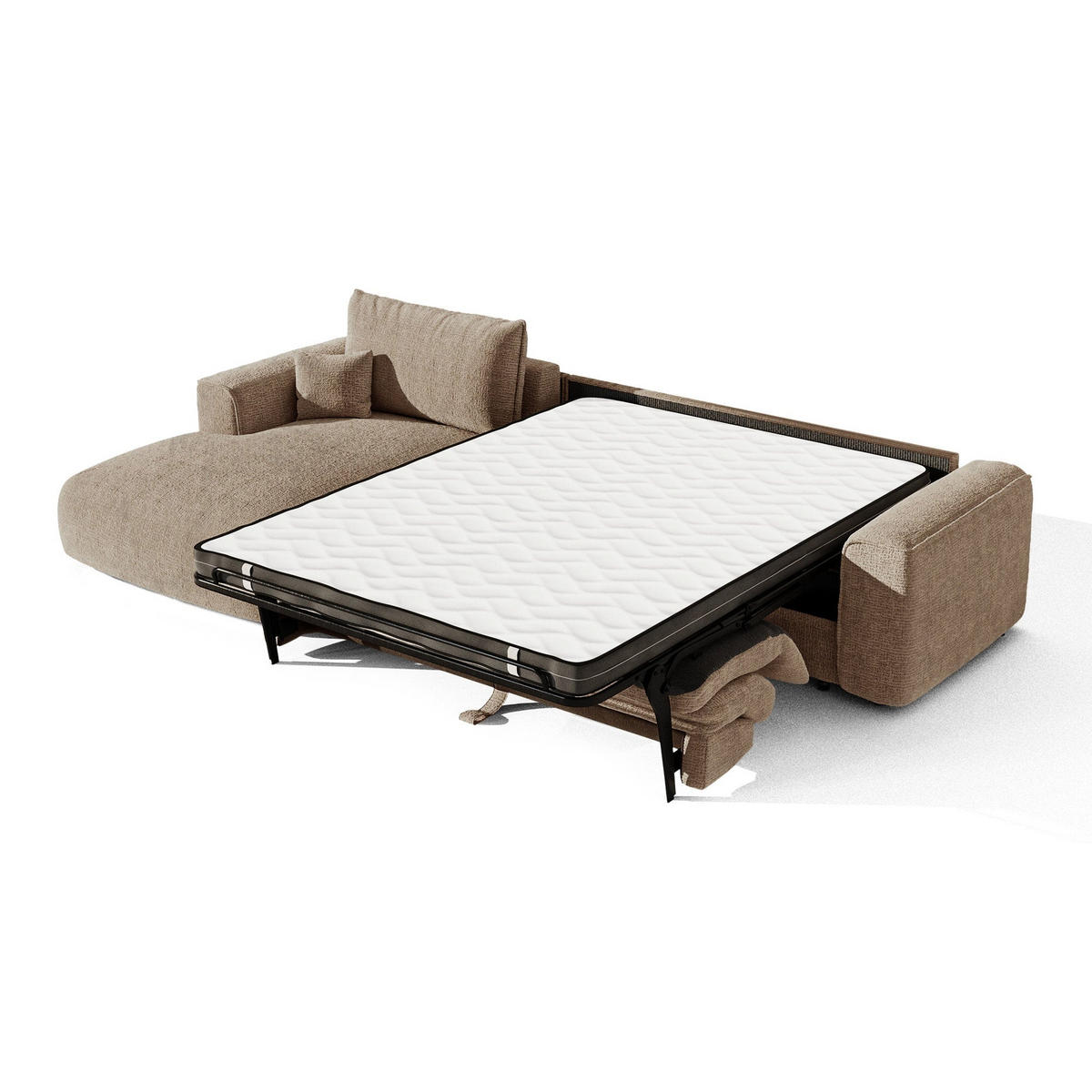 SCHLAFSOFA Express COMO Köpergewebe mit weichem Griff Braun 300cm - Braun, Textil (300/165cm) - Premium Interiors