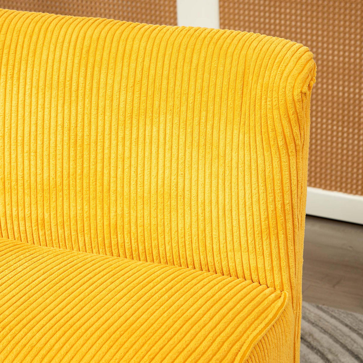 ZWEISITZER-SOFA DE-06459 Skandi Design, massiver Holzrahmen Gelb - Gelb, Holz/Textil (117/77/56.5cm) - ComfortXL