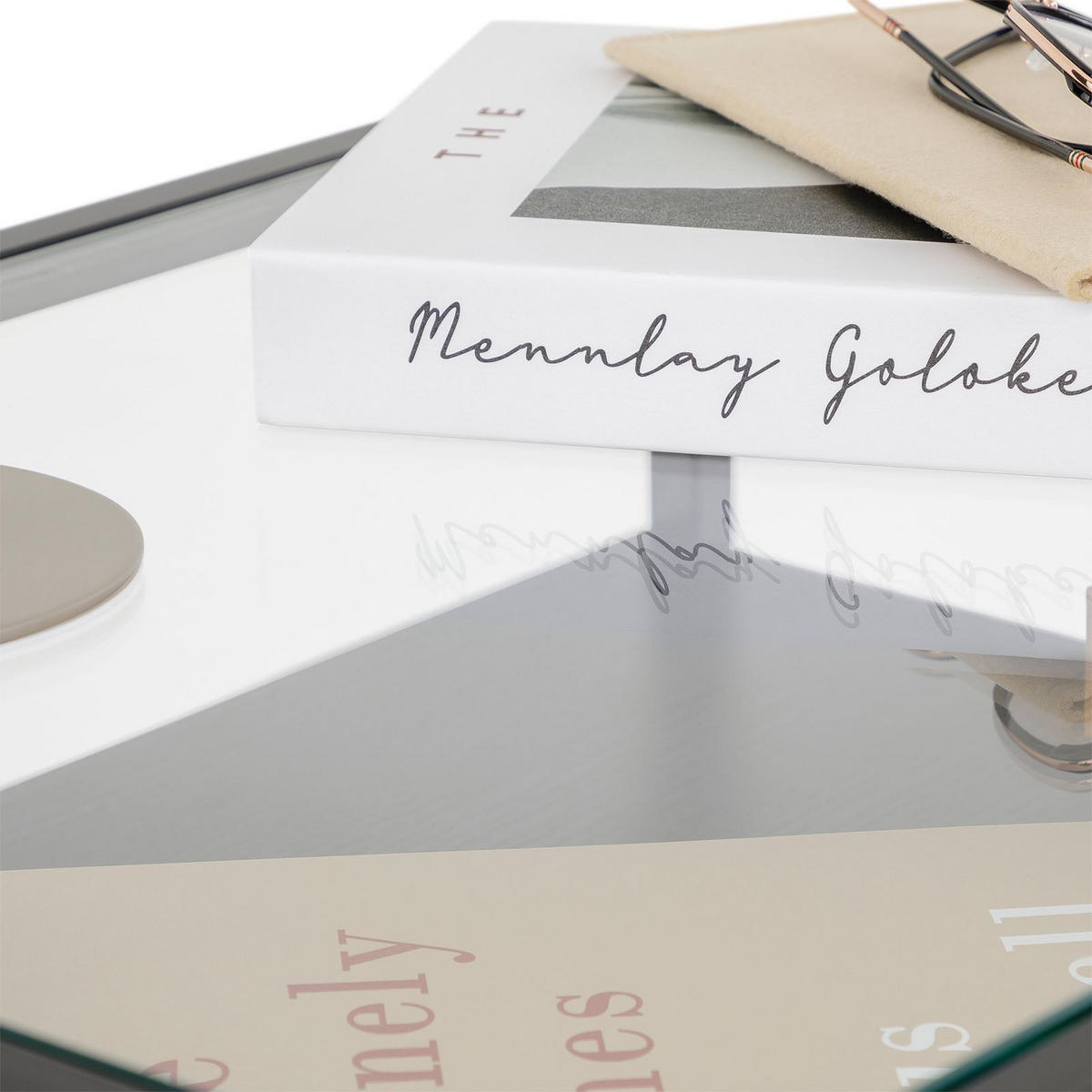 NACHTTISCH ARUMA - Schwarz, Glas (50/51/40cm) - IDIMEX