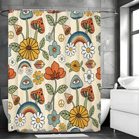 DUSCHVORHANG Champignon Boho Floral 180/180 cm Stoff mit 12 Haken - Ulmefarben, Kunststoff (180/180cm) - MCBOSON