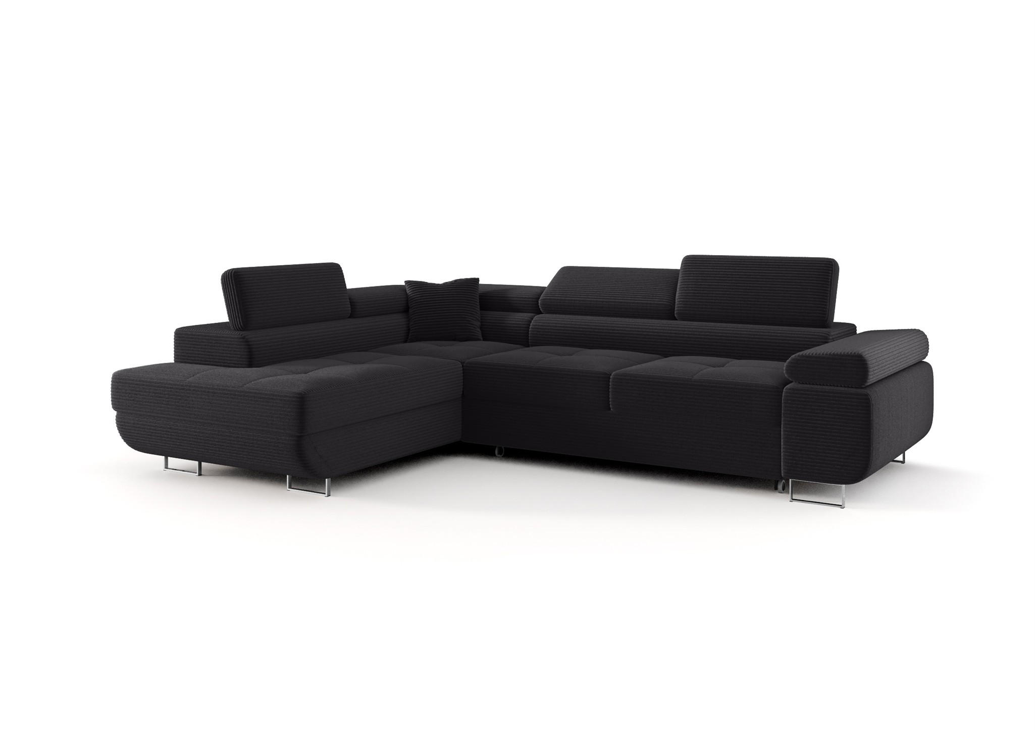 ECKSOFA Monaro Mit Schlaffunktion - Dunkelgrau, Holzwerkstoff/Textil (275/202cm) - Fun Möbel