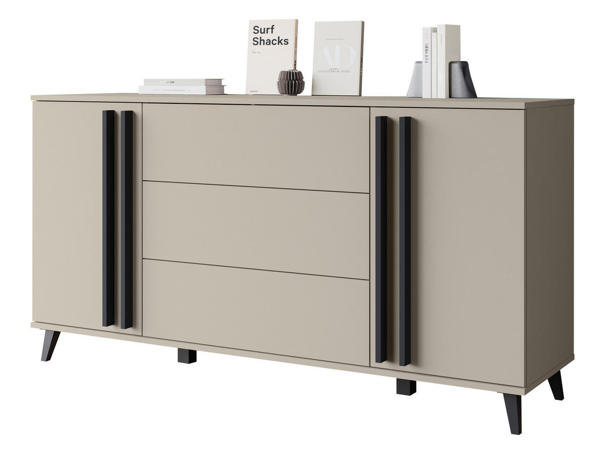 SIDEBOARD Helsinki 150 - Beige/Schwarz, Holzwerkstoff/Kunststoff (150/78/40cm) - MIRJAN24