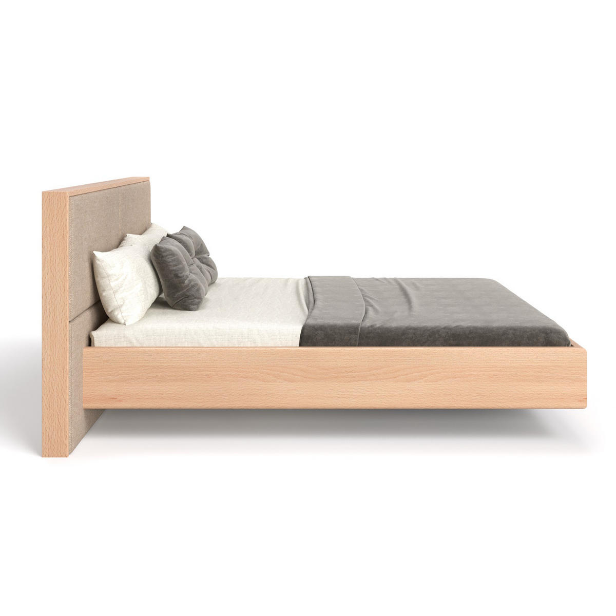 MASSIVHOLZBETT schwebend Dome aus Buche 180x220 cm, Storm 06 - Beige/Buchefarben, Holz (180/220cm) - Danzz