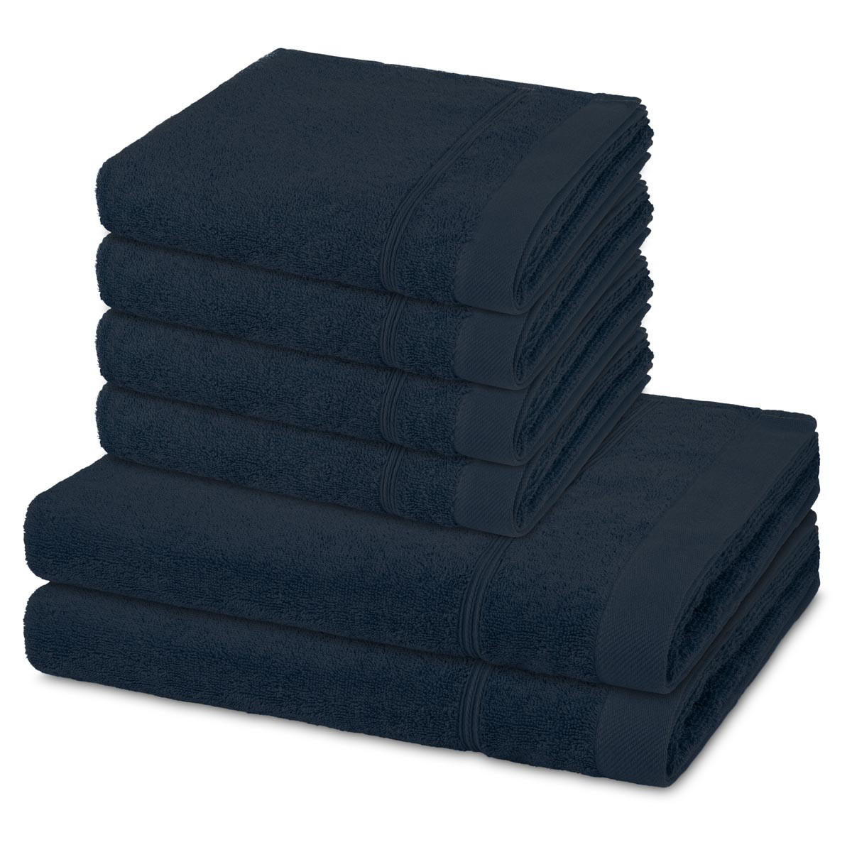 FROTTIERSET Rubin 6-teilig - Dunkelblau, Textil (50/100cm) - Ross