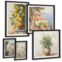 BILDER SET 5er Set - 50x50 cm & 20x30 cm & 40x60 cm Schwarzer Rahmen - Lemon Streets Meerblick - Schwarz, Kunststoff (40/60cm) - TULUP