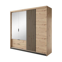 DREHTÜRENSCHRANK TALLINO 220/210,4/60 cm 3-türig mit Spiegel Eiche Artisan - Eiche Artisan, Holzwerkstoff (220/210.4/60cm) - MASSENO