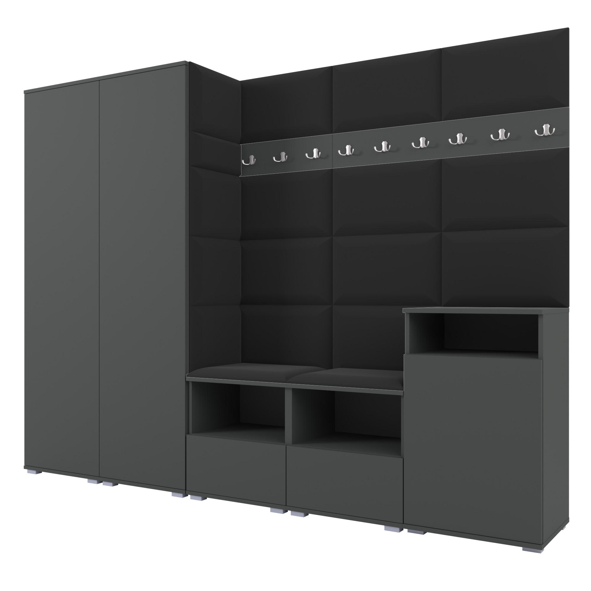 Ravio Garderobe Graphit, Schwarz 250x187x40 cm