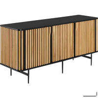 SIDEBOARD Lineo,156 x 45,5 x 74 cm, höhenverstellbare Füße,schwarz/braun - Schwarz/Braun, Holz (156/74/45.5cm) - tectake
