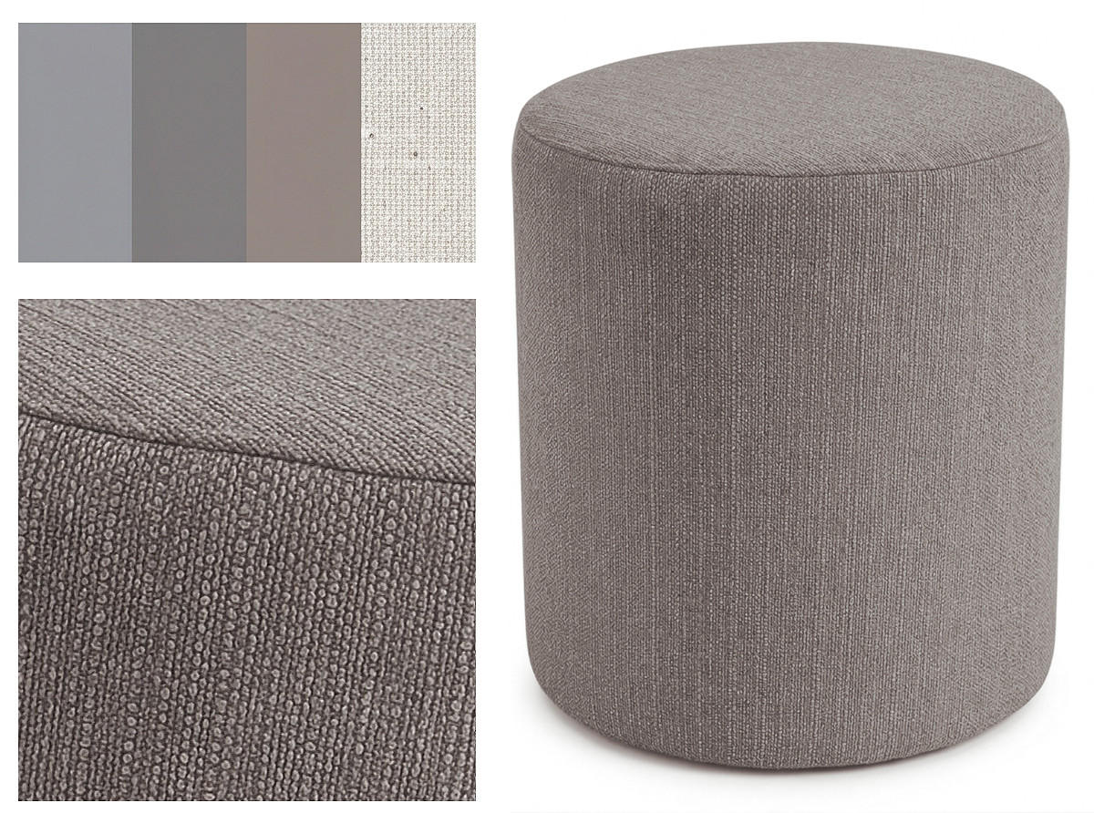 HOCKER M22 Silver 41/45/41 cm rund - Hellgrau, Textil (41/45/41cm) - Livojo