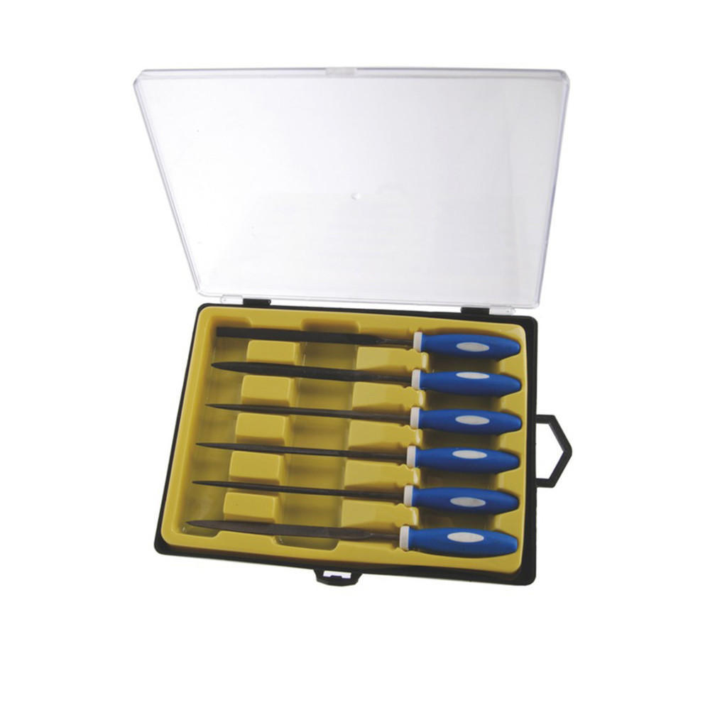6 tlg. Nadelfeilen / Schlüsselfeilen / Feilen Satz-Set 140 mm - Multicolor, Kunststoff (232/161/25cm) - BGS technic