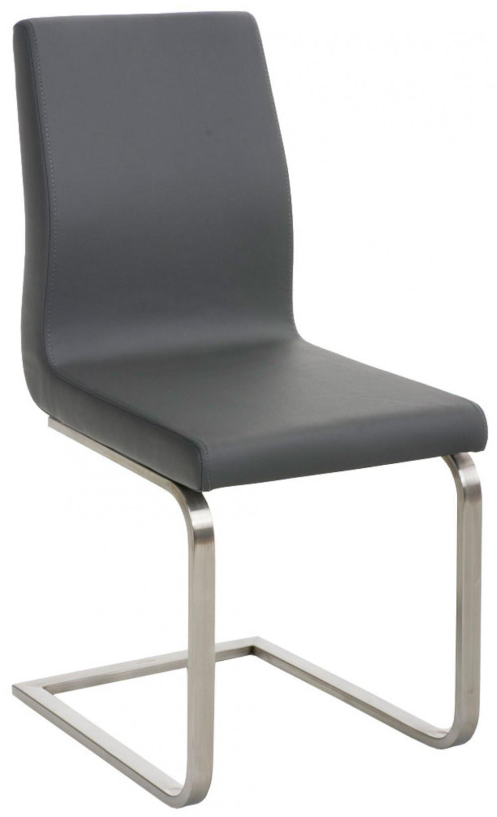 SCHWINGSTUHL 2er Set Lederlook Grau - Edelstahlfarben/Grau, Textil/Metall (40/90/50cm) - CLP