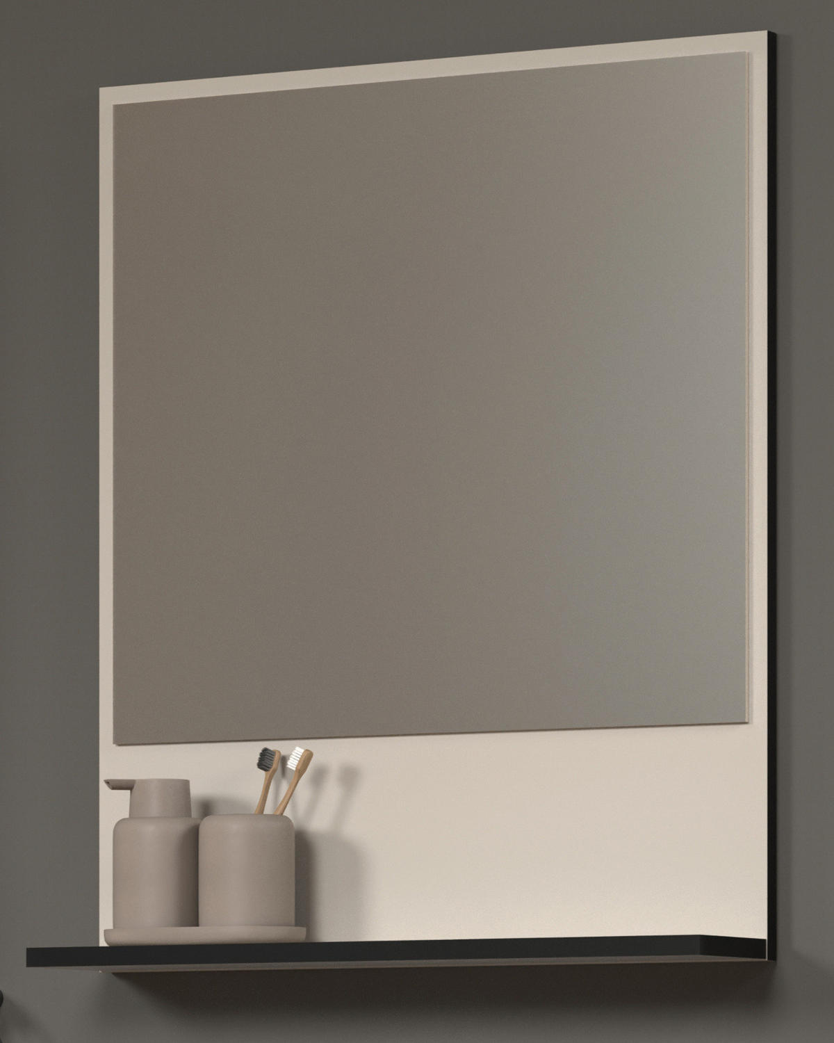 BADSPIEGEL Kaschmir, grau 60 cm, Badezimmer Spiegel mit Ablage - Kaschmir/Grau, Glas/Holzwerkstoff (60/74/14cm) - Top.Furn