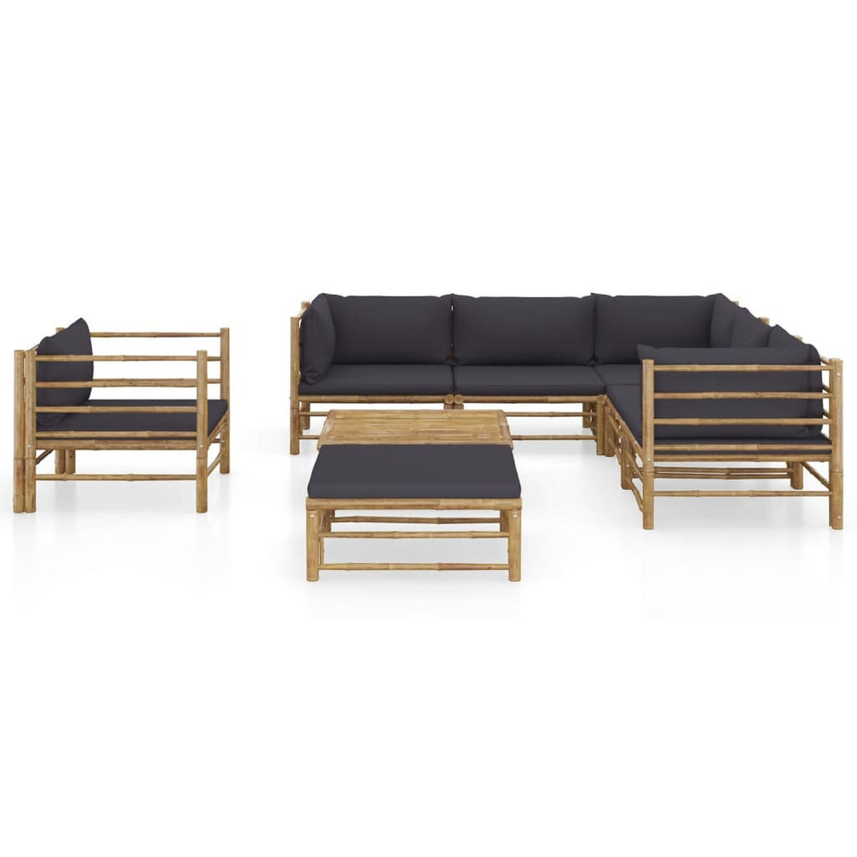 GARTENSET Resh 8-teilig - Grau, Naturmaterialien - Nettlife