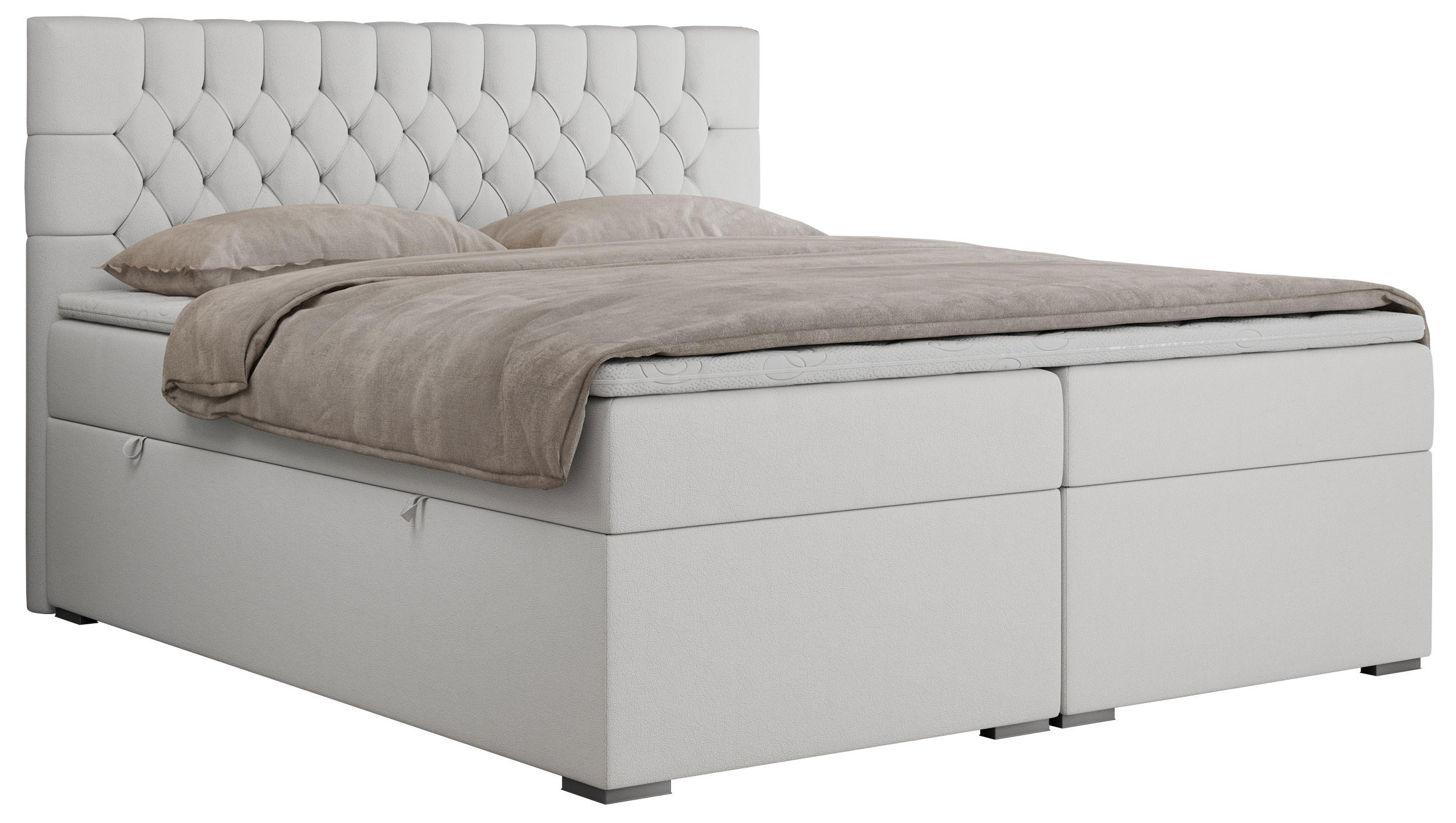 BOXBETT PERA 160/200 Weiß Kunstleder - H3 - Weiß, Holz/Textil (160/200cm) - MKS
