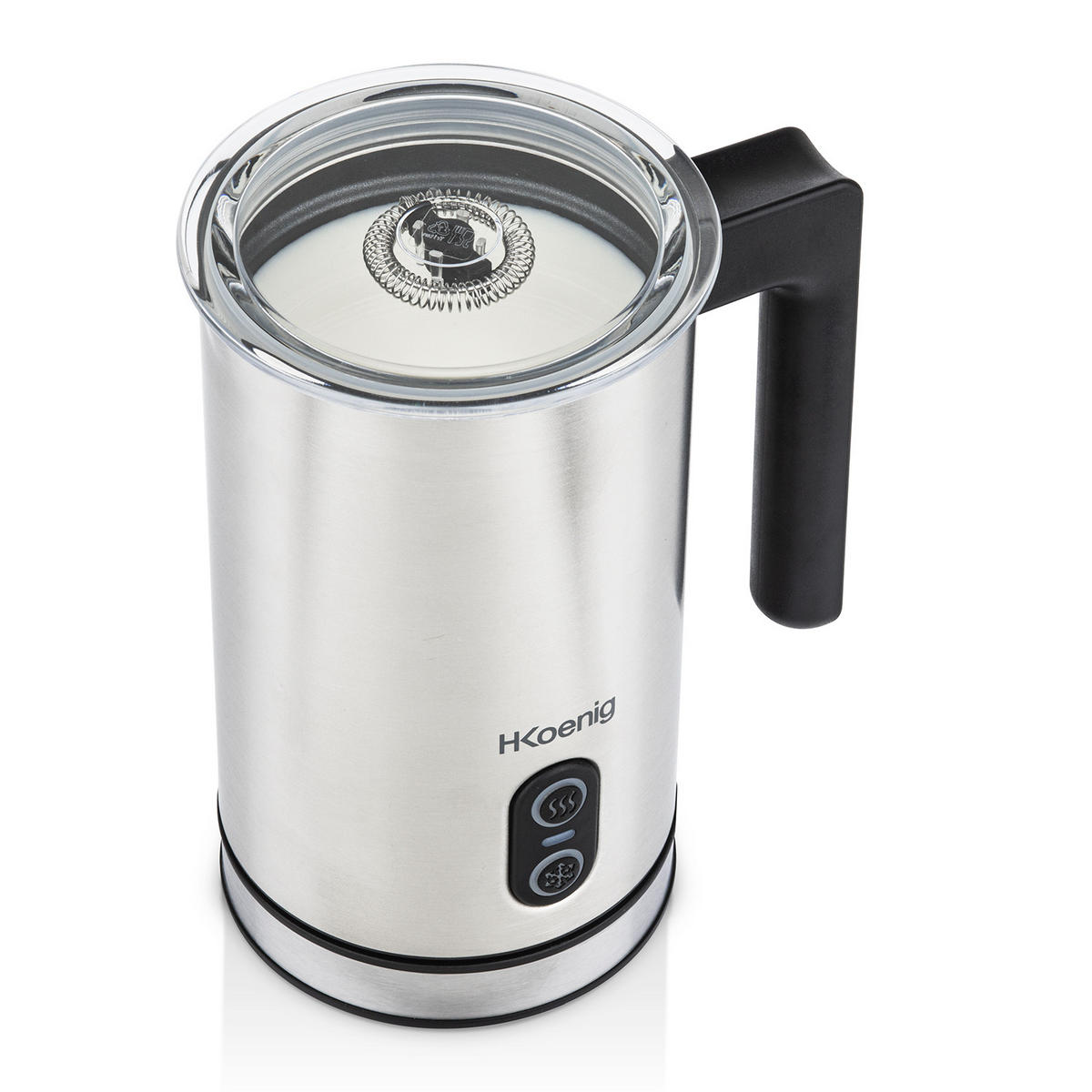 MILCHAUFSCHÄUMER MLK8 Grau, 0,24L -cremiger Kalt- oder Heißschaum, Antihaftbeschichtung, automatische Abschaltung, Edelstahl - Silberfarben, Metall - HKoenig