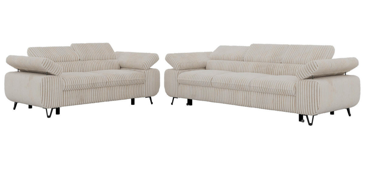 SEDACÍ SOUPRAVA PETERS 2+3 - Béžová Manšestr - černá/krémová, kov/textil (262/76/99cm) - MKS
