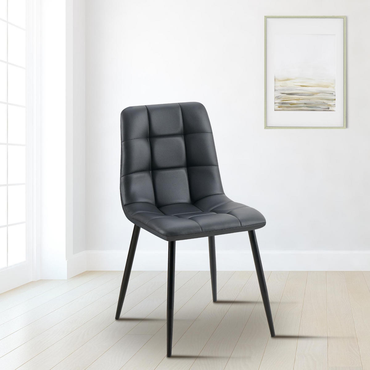 ESSZIMMERSTUHL Antibes 84x45x55 cm schwarz - Schwarz, Leder (45/84/55cm) - furnicato