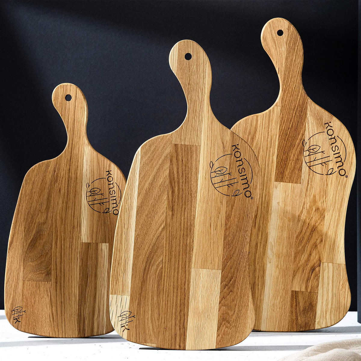 SCHNEIDEBRETT Holz Eiche geölt LIVO 3-tlg - Eichefarben, Holz (23/49cm) - KONSIMO®