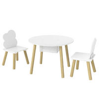 KINDERTISCH-UND-STUHLSET MDF Kiefernholz Weiß - Weiß/Kieferfarben, Holz (60/44/60cm) - AIYAPLAY