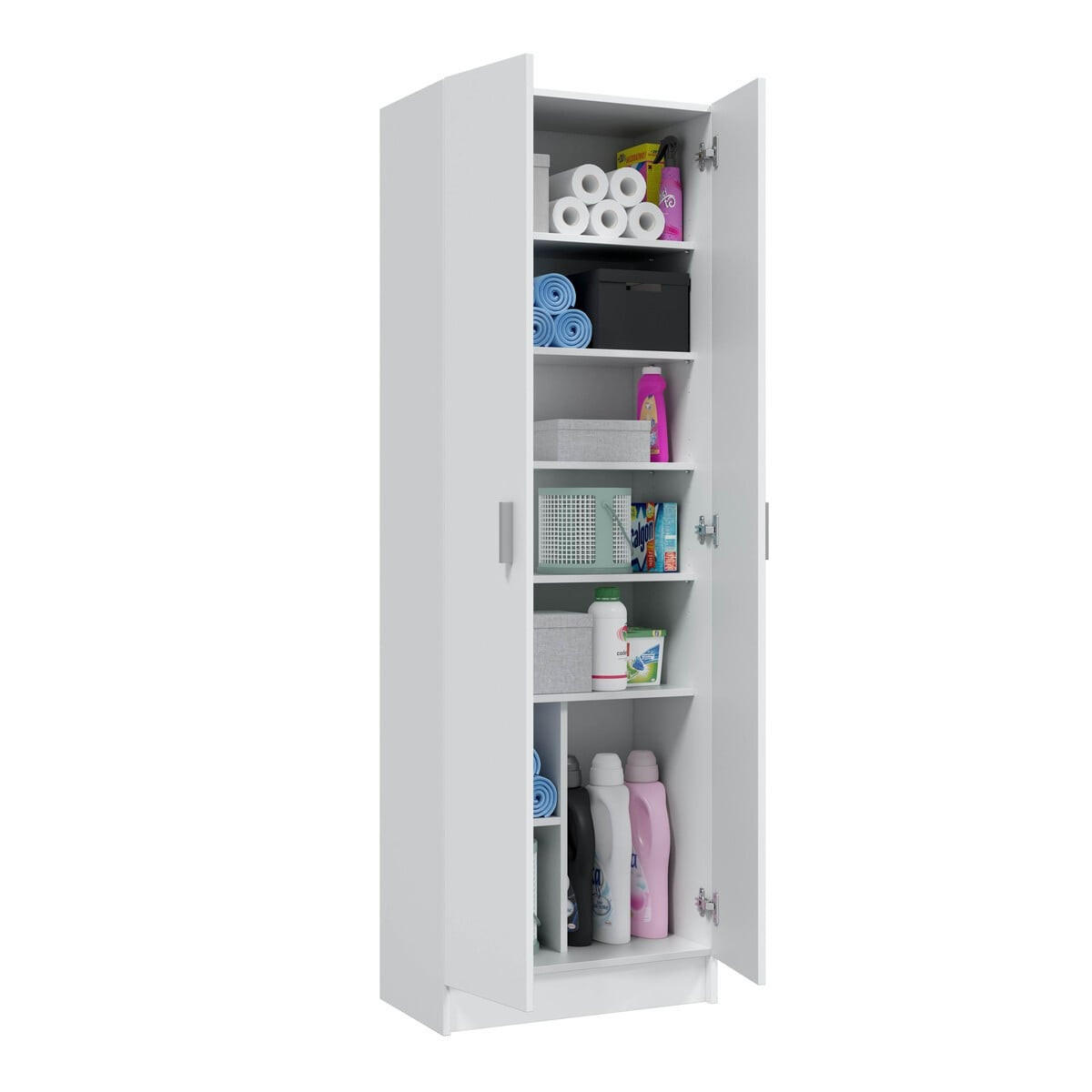 SCHRANK 2-türig, weiß 58,5/181/37 cm - Weiß, Holzwerkstoff (58.5/181/40cm) - Calicosy