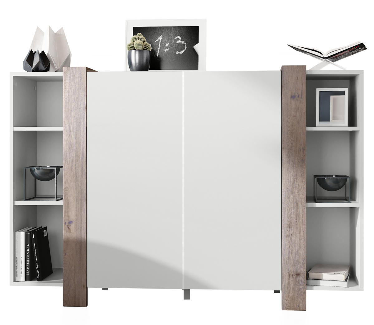 HIGHBOARD Ida Blenden in Eiche Nordic - Silbereichenfarben, Holzwerkstoff (149/101/34cm) - Vladon