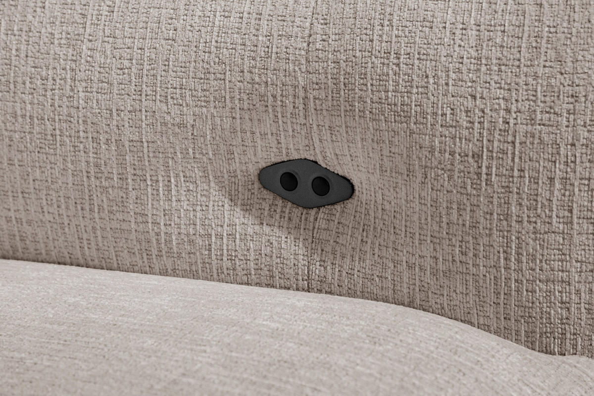 ECKSOFA SVEN 3-Sitzer, 1 Relax XL, verstellbare Kopfstützen, beige - Beige/Schwarz, Holzwerkstoff/Textil (256/163cm) - Courtois Laville