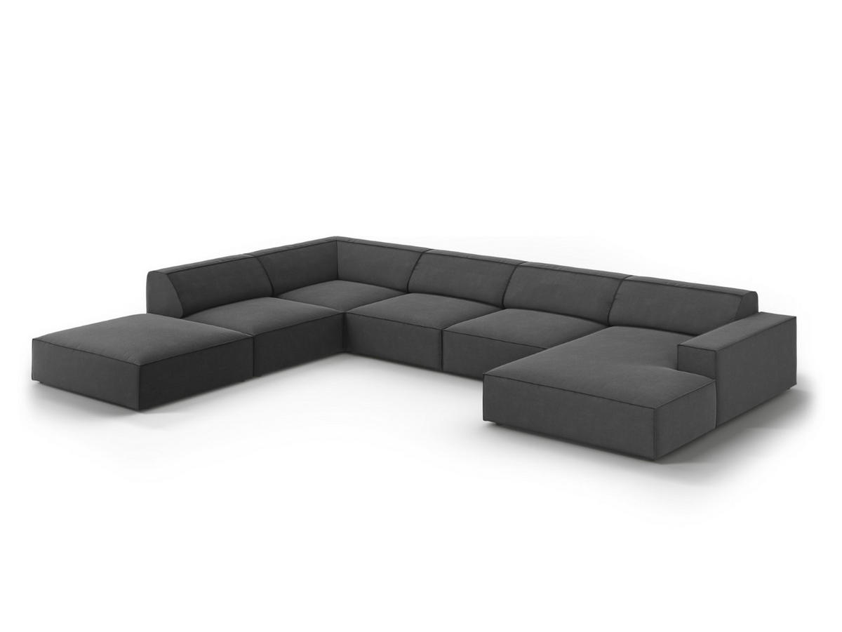 PANORAMASOFA links Jodie aus Samt grau 7 Sitzplätze - Grau, Textil (262/70/364cm) - Micadoni