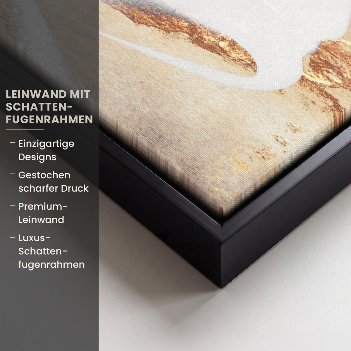 LEINWAND Bilder mit Rahmen - Luxus - Abstrakt - Gold - Weiß - 70x100 - Goldfarben, Textil (70/100cm) - MuchoWow
