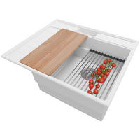 SPÜLBECKEN Sydney Pocket, 2-er set Weiß 62/53 cm 1 Becken + Ablauf-Set + Küchenzubehörset ab 45er Unterschrank - Chromfarben/Beige, Kunststoff (62/20/53cm) - Primagran