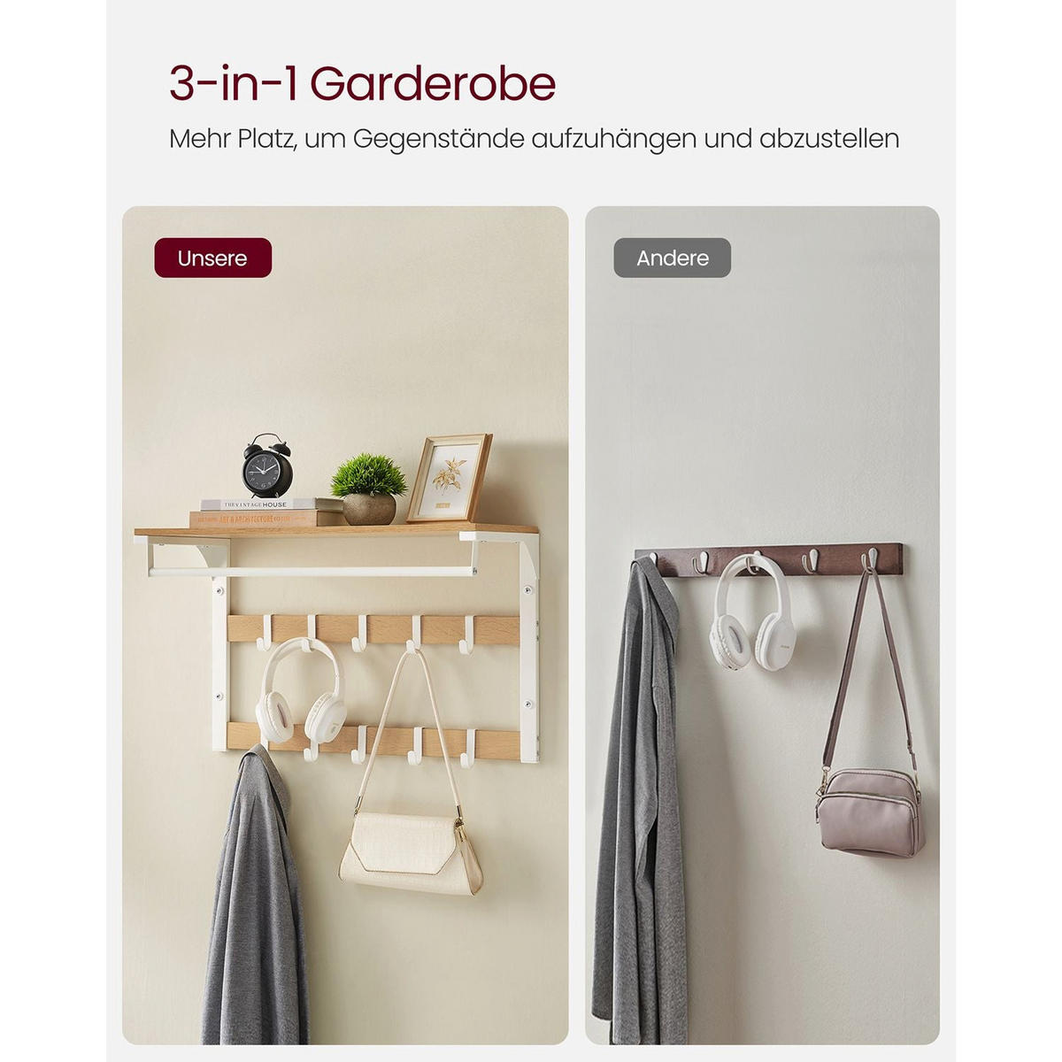 WANDGARDEROBE VICTORIA - Weiß, Holzwerkstoff (65/42/30cm) - Hansiro