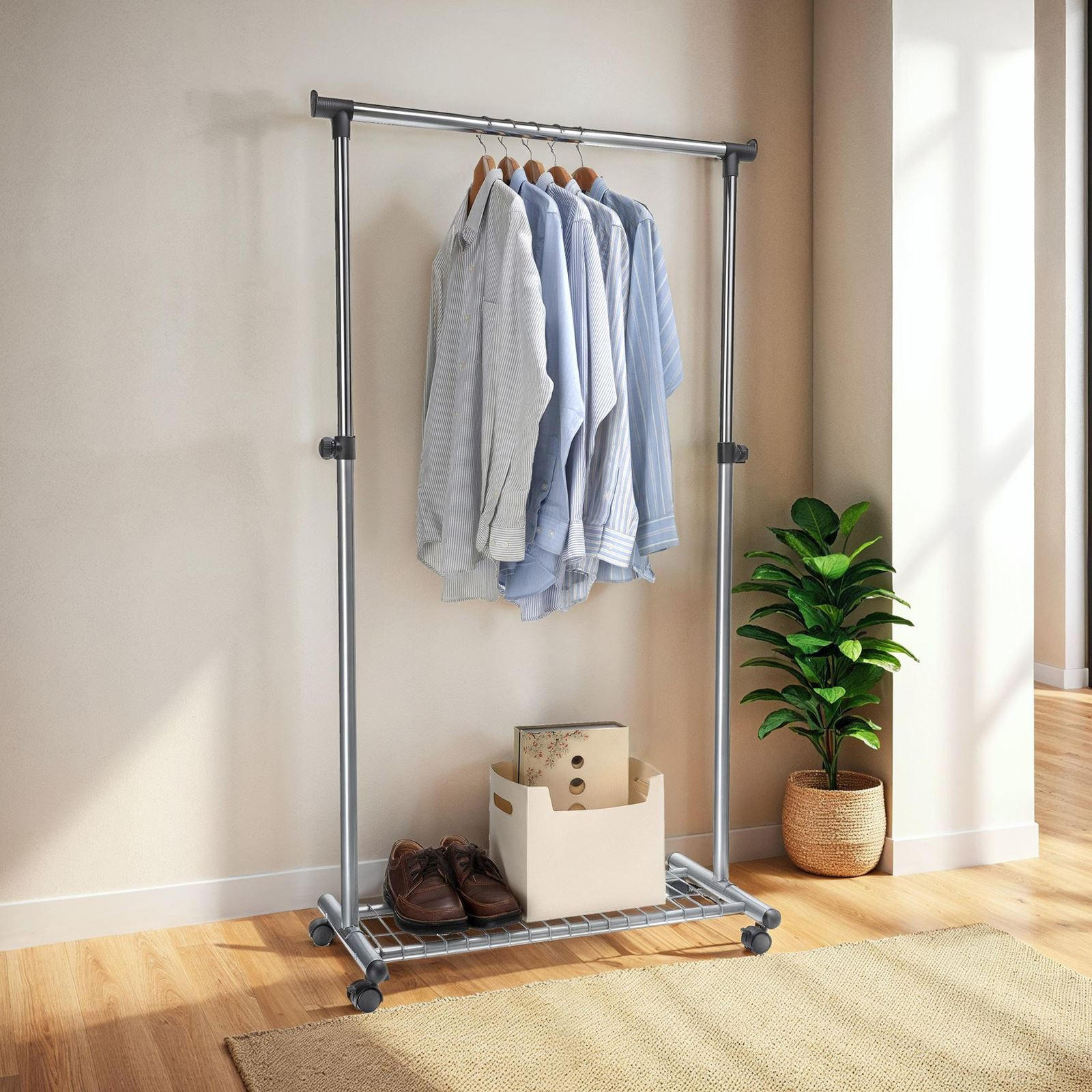 GARDEROBENWAGEN ORLA - Grau, Metall (88/165/40cm) - IDIMEX